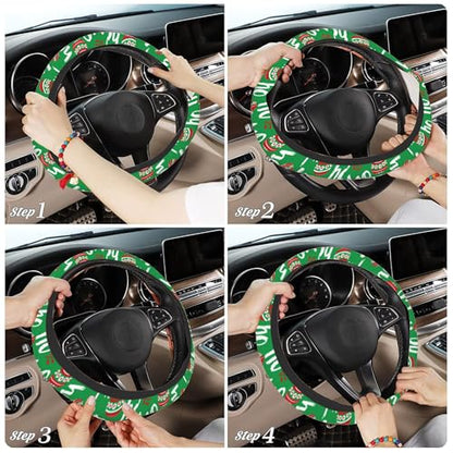 Christmas Ho Ho Ho Steering Wheel Covers Universal 15 Inch Car Wheel Cover,Anti-Slip Breathable Car Accessories Protector Fit for Trucks,Sedans,SUVs,Vans - color: Christmas Ho Ho Ho