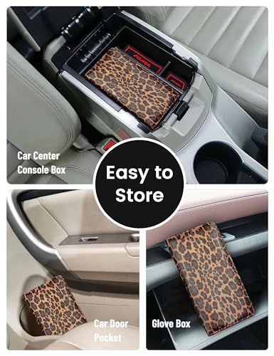 Yarnic Leopard Car Registration and Insurance Holder, Car Document Holder with Magnetic Closure, Car Organizer Vehicle Glove Box Compartment Organizer, Car wallet Case for Teens Men Women - color: darkleopard
