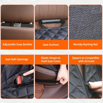 Dog Car Seat Cover for Back Seat Pet Cover for Dogs, Waterproof Nonslip Car Seat Covers Protector Scratchproof Pet Bench Seat Covers for Cars Large Sedan & Large SUV
