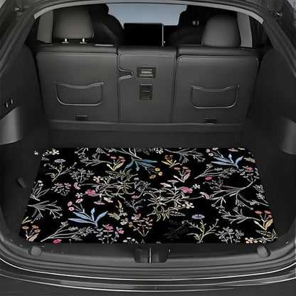 Universal Car Trunk Mat 29" x 39", Flower Branch Print All Weather Trunk Protection Cargo Liner, Durable Cargo Mat Rear Trunk Liner, Stylish Vehicle Interior Accessories Suitable for Most Car Models - color: Flower Branch