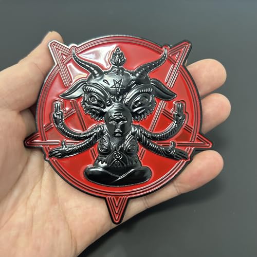 Occult Goat Car Emblem – Metal 3D Black Badge with 3M Adhesive – Mystical Goat Decal for Car, Truck, Motorcycle, Window, Door, or Home Decor (Red and Black) - color: Red and Black