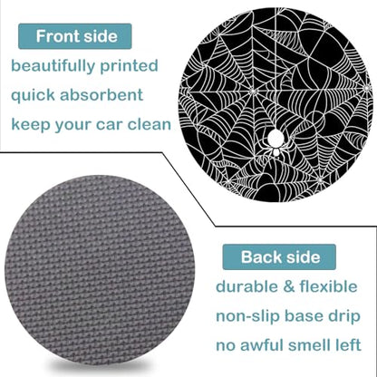 Car Cup Holder Coasters, 2 Pack – 2.75" Universal Auto Anti-Slip Insert Coaster, Rubber Car Coasters, Personalized Car Accessories for Women & Men (Spider Web) - color: Spider Web