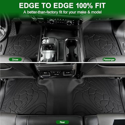 Floor Mats for 2019-2026 Chevy Silverado/GMC Sierra 1500 & 2020-2026 Silverado/Sierra 2500HD/3500HD, Crew Cab Bucket Seat Only (with Rear Underseat Storage Box), TPE All Weather Durable Mats - size: 2019-2026 | For Silverado/ Sierra with Storage
