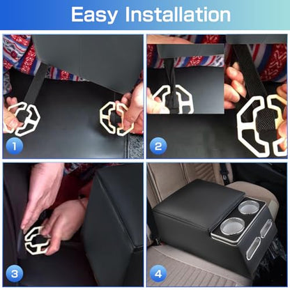 Center Console Organizer Armrest Storage Box with Cup and Phone Holder for Car & Van & Truck Floor Cab Back Bench Seat Black