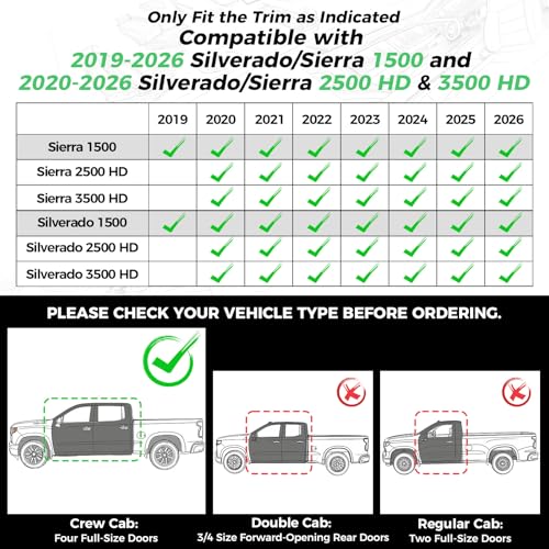 Custom Leather Seat Covers for Silverado/Sierra 1500 2019-2026, 2500HD 3500HD 2020-2026 Crew Cab Full Set with Jump Seat Cover (Armrest Storage Version Only), Truck Accessories - color: Full Set - Black #C019, size: 2019-2026(1500) & 2020-2026(2500HD) Cre