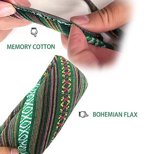Universal 15inch Ethnic Style Baja Blanket Steering Wheel Cover with Coarse Flax Cloth and Sweat Absorption Anti Slip Car Wrap (Boho Green) - style: Boho Green