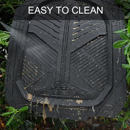 CAR PASS Heavy Duty Rubber Car Mats, Deep-Dish Odorless Car Floor Mats All Weather, Universal Trim-to-Fit for SUVs Trucks Sedans, Waterproof Anti-Slip, 3 Pieces V12 Black - color: All Black