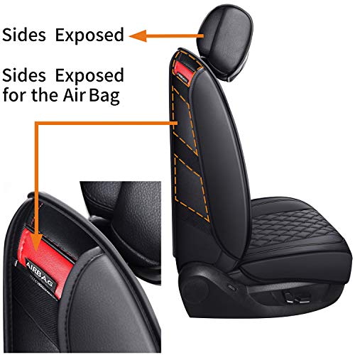 Full Set Car Seat Covers Custom Fit 2009-2026 Ford F150 Crew Cab and 2017-2026 F250 F350 F450 Super Duty Pick-up Truck, Automotive Vehicle Cushion Cover with Waterproof Leather (Black)