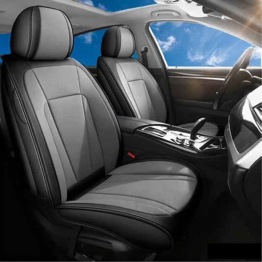 Car Seat Covers Full Set Custom Fit for Hyundai Kona 2018-2026 – Luxury Faux Leather with Waterproof, Breathable, Anti-Slip, Durable (Black&Gray,Full Set) - color: Black&Gray, size: Fit for Kona full set