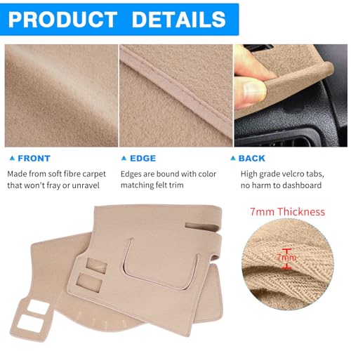 Dashboard Cover Dash Cover Mat Pad Carpet Custom Fit for Ford Fusion 2006 2007 2008 2009 (Beige) - color: 2006-2009 Beige
