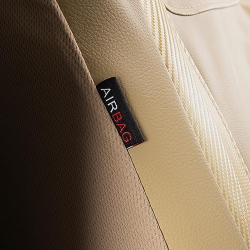 Flying Banner car seat Covers Protects Water Proof Faux Leather Carbon Fiber Fronts Golden Beige (Beige Golden, Front Pair) - color: Golden Beige, size: Front Pair -- 2PCS