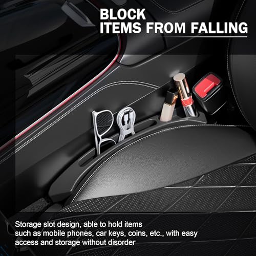 2 Pack Car Seat Gap Filler Organizer – Universal Fit Side Seat Gap Blocker & Storage Box for Cars, SUVs & Trucks, Prevents Items from Falling Between Seats