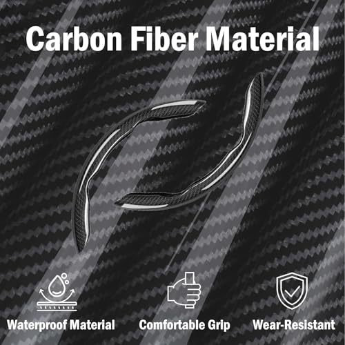 3-Piece Carbon Fiber Steering Wheel Cover, Anti-Slip & Segmented Thin Design for Comfort Grip, Universal Fit 99% Cars SUV Truck,Black - color: Black