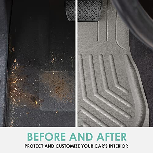 FH Group Faux Leather Deep Dish Car Floor Mats – Trim-to-Fit, Universal Fit Full Set Automotive Floor Mats for Cars, SUVs & Trucks, Durable All-Weather Interior Protection, Gray - color: GRAY
