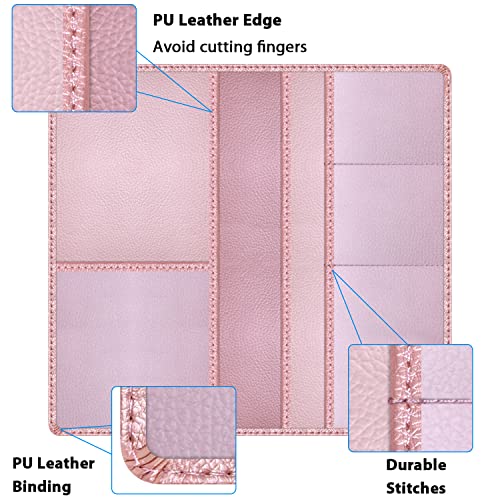 Car Insurance and Registration Holder, 9.5 x 5 Inch PU Leather Vehicle Glove Box Organizer Wallet Case for Insurance Card, Driver License, Paperwork - Rose Gold - color: RoseGold