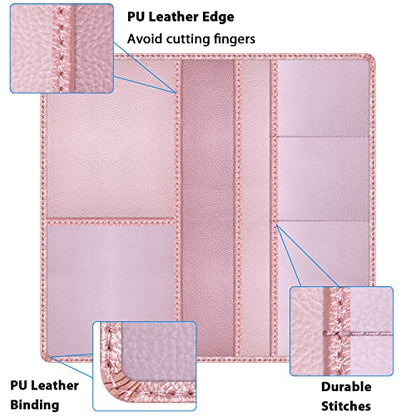Car Insurance and Registration Holder, 9.5 x 5 Inch PU Leather Vehicle Glove Box Organizer Wallet Case for Insurance Card, Driver License, Paperwork - Rose Gold - color: RoseGold