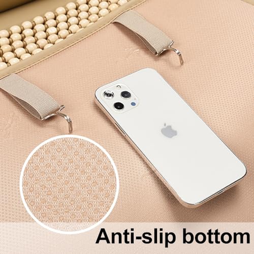 Blueshyhall Cooling Wooden Beaded Car Seat Cover Comfortable Massage Support Cushion for SUV Auto Office Home Seat Chair - Beige 2 Pcs - color: Beige