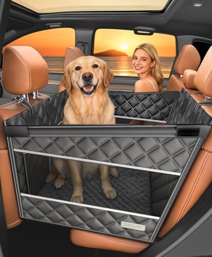 Doglike UNBREAK Large Dog Car Seat [Military-Grade Protection], 500LB Ultra-Support Back Seat Extender for Dogs Carseat Hard Bottom, Waterproof Pet Carseat Dog Hammock for Cars/SUV/Truck L Size - size: L