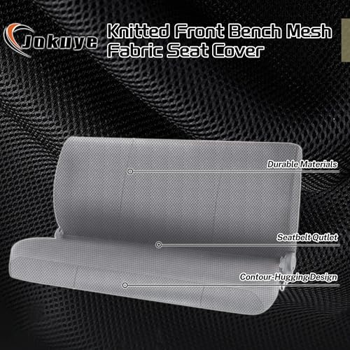 Jokuye Heavy Duty Universal Bench Seat Covers for Ford for Chevrolet for Dodge Full Size Pickup Trucks with Storage Pockets - Gray - color: Gray, size: Sandwich mesh