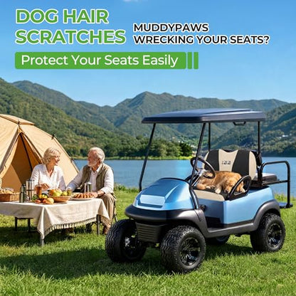 10L0L Golf Cart Seat Covers, Super Comfort Cooler Than Vinyl Seat Cover, Front and Rear Seat Cover for Yamaha EZGO Club Car, No Drilling Breathable Mesh Bench Seat Blanket, Machine Washable - color: Black + Beige, style: Front Seat - For Yamaha & Club Car