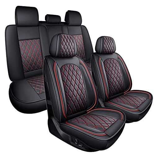 Seat Covers for Car,Waterproof Seat Cover Full Set Vehicle Cushion Cover Automotive Seat Protector Breathable Universal Fit for Most Sedan, Truck and SUV for Tacoma CX5 Chevy - color: Black Red, size: 5PCS Full Set