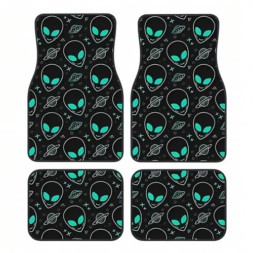 Universal Fit Car Floor Mats Set of 4Pcs, Aliens and Planets All-Weather Front Rear Car Carpet Mats, Non-Slip Car Floor Mat Car Accessories for Automotive Trucks SUV Sedans Vans - color: Aliens and Planets