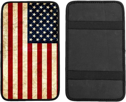 Auto Center Console Pad,American Flag 1 Auto Armrest Pad Seat Box Cushion,Armrest Cover Protector for Vehicle SUV Truck Car - color: American Flag