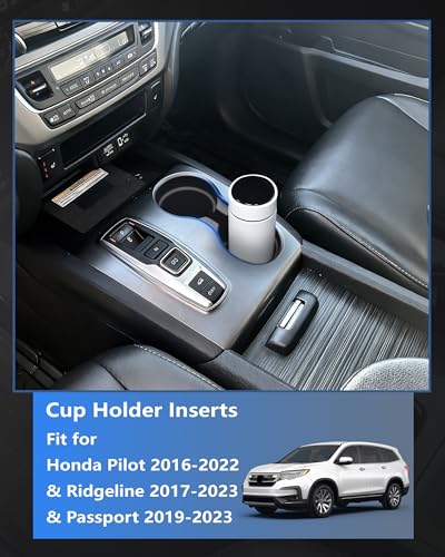 Cup Holder Inserts for Honda Pilot 2016-2022| Ridgeline 2017-2023| Passport 2019-2023 Accessories, Non-Slip TPE Center Console Protector to Prevent Spills & Scratches - size: For Pilot 16-22&Ridgeline 17-23&Passport 19-23