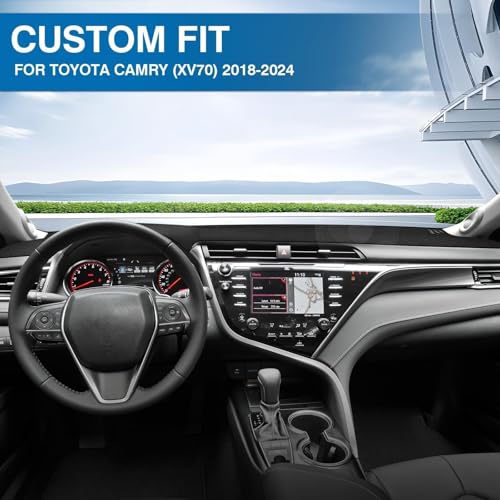 KUST Black Dash Cover for Toyota Camry 2018-2022 2023 2024 (L, LE, SE, XLE, XSE, XLE V6, XSE V6) (Without HUD) Polyester Dashboard Cover Non-Slip Interior Accessories for Camry No Glare - size: For Camry 18-24