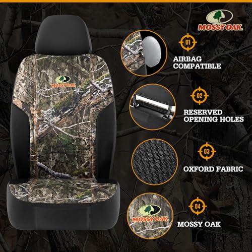 Mossy Oak Camo Seat Covers, Airbag Compatible, Universial Fit, Fit Most Bucket Seats - Made with Premium Rip-Stop Oxford Fabric - Official Licensed Product - size: Oxford Camo Low Back Front