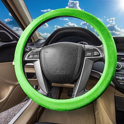 FH Group Universal Fit Silicone Snake Pattern with Massaging Grip Steering Wheel Cover fits most Cars, SUVs, Trucks, and Vans Green - color: Green