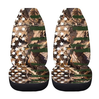 Howilath American Flag Camouflage Car Front Seat Cover Elastic Interior Accessories, Front Bucket Seat Covers Fit SUV Sedan Truck - 2 Piece - color: American Flag Camouflage