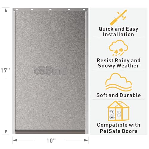 2 Pack Dog Door Replacement Flap with Magnetic Closure, Compatible with PetSafe Freedom Dog and Cat Door PAC11-11039 Large 10 1/4" w x 17" h with 10PCS Screws - size: Large