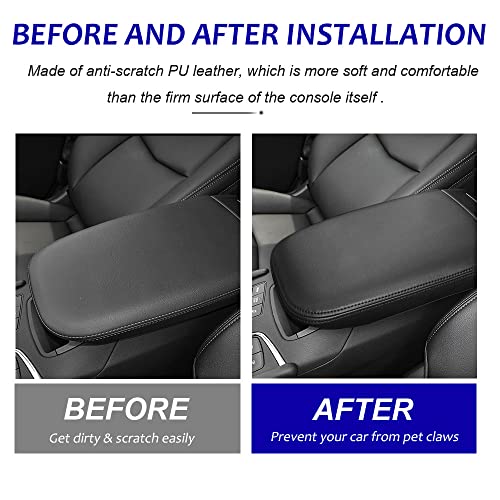 DEYTOP Console Cover for Cadillac XT5 2017-2026 Armrest Cover for Cadillac XT5 2025 2026 Accessories Anti-Scratch Leather Armrest Pad Protector (Black with Black Stitches)