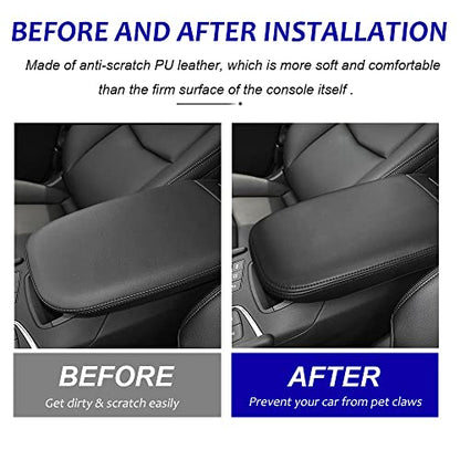 DEYTOP Console Cover for Cadillac XT5 2017-2026 Armrest Cover for Cadillac XT5 2025 2026 Accessories Anti-Scratch Leather Armrest Pad Protector (Black with Black Stitches)