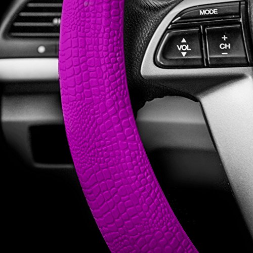 FH Group Universal Fit Silicone Snake Pattern with Massaging Grip Violet Steering Wheel Cover fits Most Cars, SUVs, Trucks, and Vans Violet - color: Violet