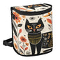 MNSRUU Car Trash Can with Lid, Black Cat Flowers Car Trash Bag Hanging Organizers and Storage for Front Back Seat, Leak-Proof Trash Bin - color: Cat I 3504