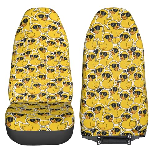 Dujiea Yellow Cartoon Duck Car Front Seat Covers 2 Pcs Universal Auto Seat Covers Front Seats Only, Vehicle Bucket Seat Protectors Fit for Most Car SUV Sedan and Truck - color: Cartoon Duck