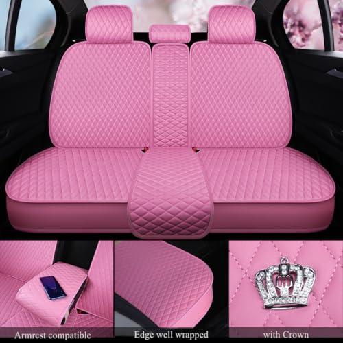 Red Rain Pink Seat Covers Full Set Universal Front and Rear Auto Seat Cover Luxury Leather Seat Cover (AA-Pink) - color: AA-Pink