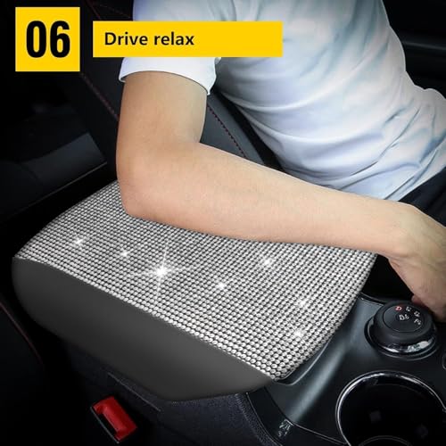 Bling Crystal Diamond Console Covers for 2011-2019 Ford Explorer Leather Armrest Covers - color: Bling