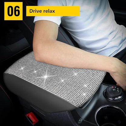Bling Crystal Diamond Console Covers for 2011-2019 Ford Explorer Leather Armrest Covers - color: Bling