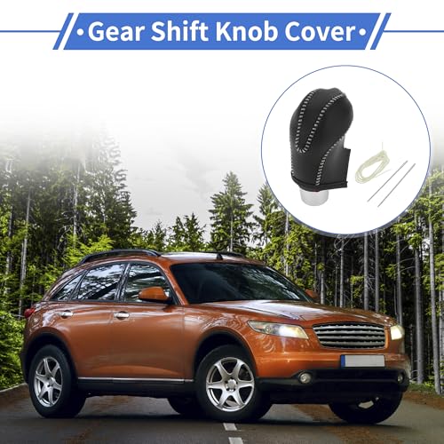 1 Set Gear Shift Knob Cover for Infiniti FX35 2009-2012 Anti-Slip Faux Leather Black Beige Stick Shifting Handle Protector
