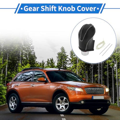 1 Set Gear Shift Knob Cover for Infiniti FX35 2009-2012 Anti-Slip Faux Leather Black Beige Stick Shifting Handle Protector