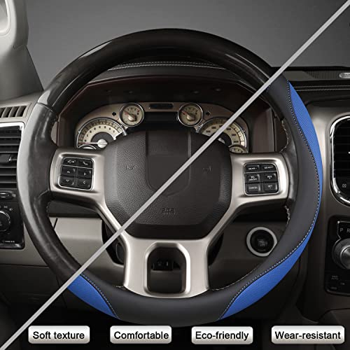 West Llama Customized Auto Car Steering Wheel Cover for Dodge RAM 1500 2500 3500, 15.5-16 inch (Black+Blue-Large Size) - color: A-Black+Blue, size: Large Size (15 ½''-16'')
