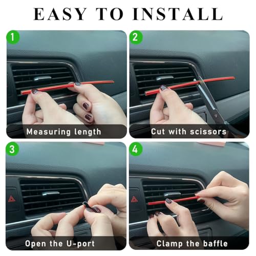 Yourkar 20 PCS Car Air Conditioner Decoration Strip, Flexible Air Vent Outlet Trim Decoration, Waterproof Decorative Trim for Air Vent Outlet for Most Vehicles, Car Accessories (Red) - color: Red