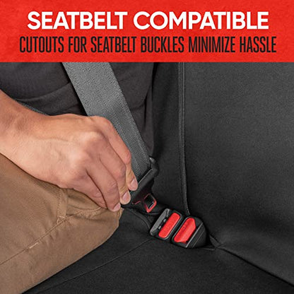 Motor Trend AquaShield Waterproof Beige Rear Split Bench Seat Covers for Trucks Rear Seat Cover Only - Black Car Seat Covers, Back Seat Cover Only - Durable Neoprene Spill Resistant for Kids & Dogs - color: a4-Black & Beige Bench