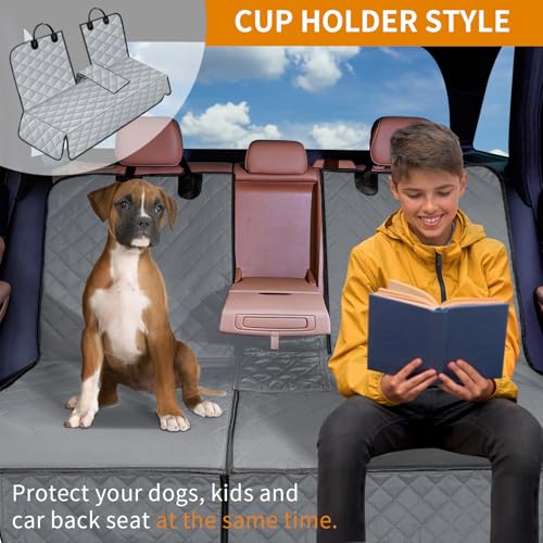 IVY&LANE Dog Car Seat Cover for Back Seat,Conversible 2-in-1 Waterproof Front Seat Cover,Heavy-Duty & Scratchproof Car Seat Protector Cover for SUVs,Trucks and Sedans(Large,Grey) - color: Grey, size: Large