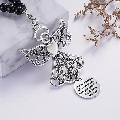 Angel Car Charm, Wherever You Go Whatever You Do May Your Guardian Angel Watch Over You, Rear View Mirror Car Charm, Car Mirror Hanger, New Driver Guardian Angel Gift for Grads