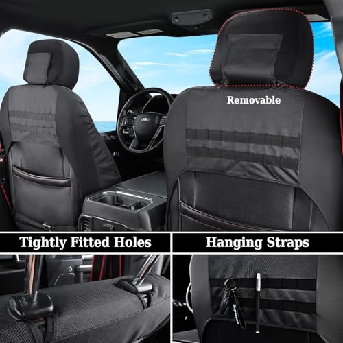 Coverado Front Seat Covers, Waterproof Oxford Seat Protector for Car Seat Cushions for Kids & Dogs, Compatible with 2015-2026 Ford F150 & 2017-2026 Ford F250 F350 F450 (Black, 2PCS)