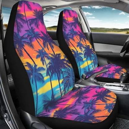 Dreaweet Hawaiian Palm Tree Print Car Seat Covers Front Seats Only Universal Car Seat Cover Soft Front Seat Covers for Cars SUV Trucks 2 Piece Careat Protector Car Seat Cover - color: Hawaiian Palm Tree